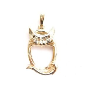 Vintage Gold Kitty Cat Outline Pendant